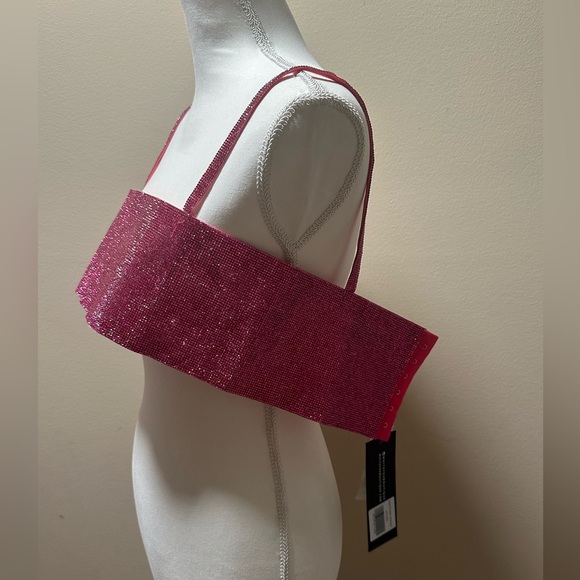 White Fox Hot Pink Rhinestone Sparkle Crop Top Breathtaking Barbiecore XS/S - Picture 4 of 7